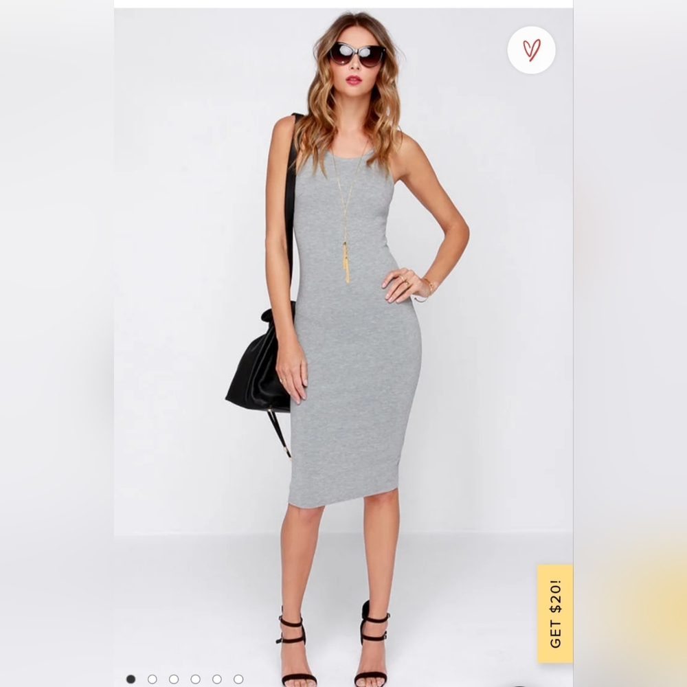 LULUS  Watch This Grey Midi Dress